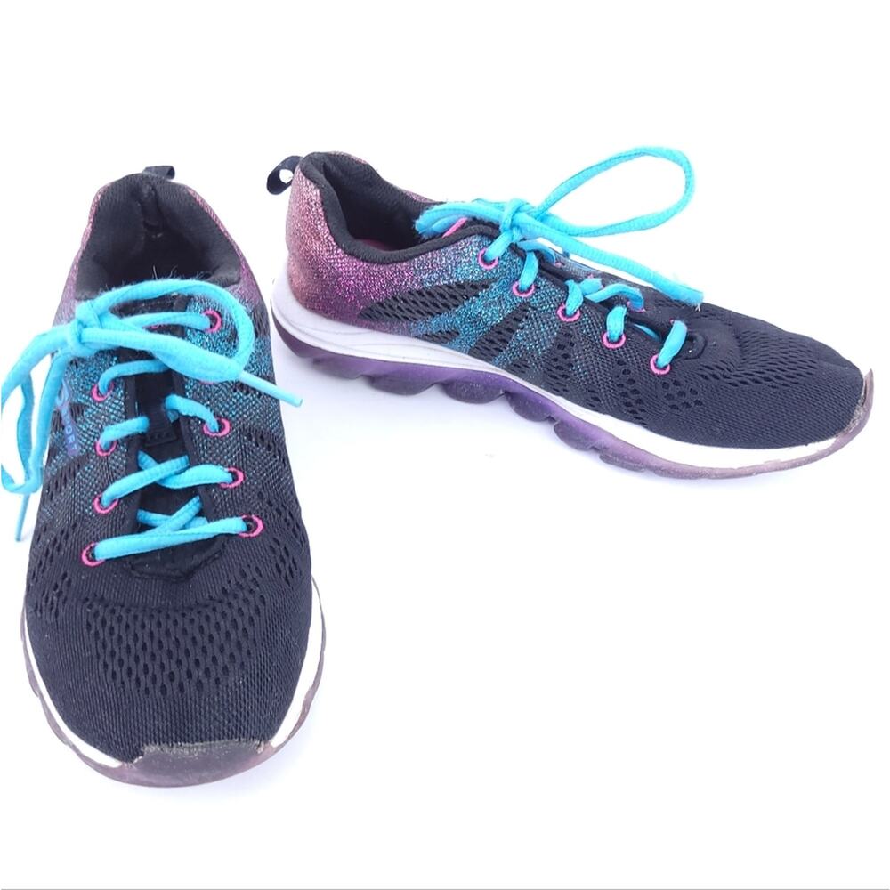 Sport Athletic Shoes Sneakers Girls Size 4, Black, Pink Glitter, Blue, Lace Up